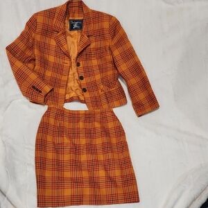 Burberry Orange and Red Plaid Fabric